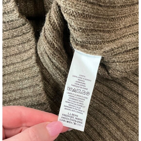 L.L.Bean Commando Sweater Mens Large Brown Wool Merino Rib Shoulder Elbow Patch - Picture 9 of 13